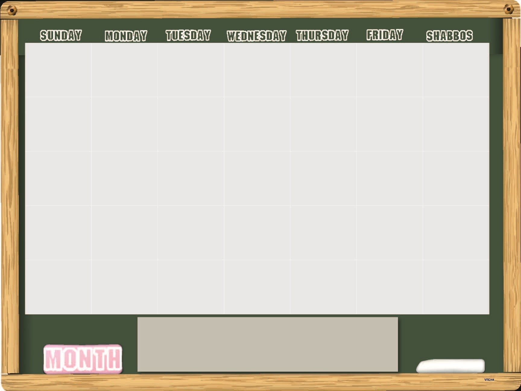 VEC210 CHALKBOARD ENGLISH CALENDAR