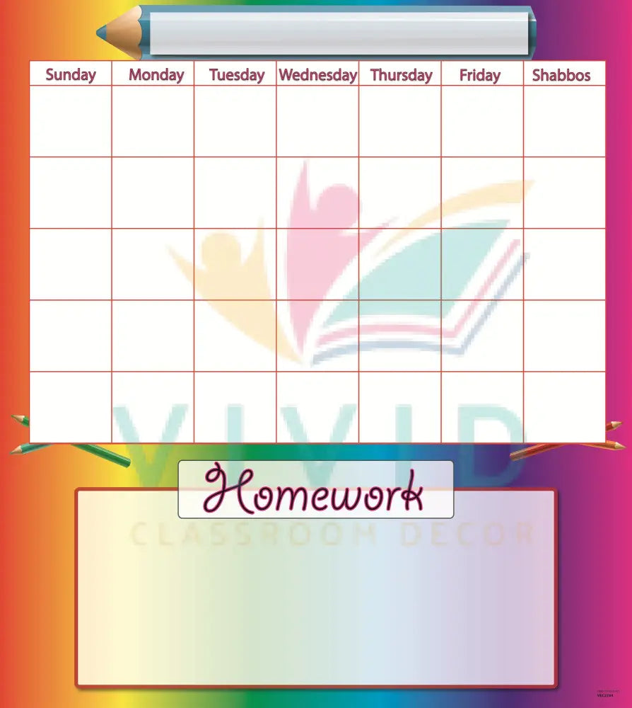 VEC2744 Pencil Calendar W Homework - 24x36 - Calendars
