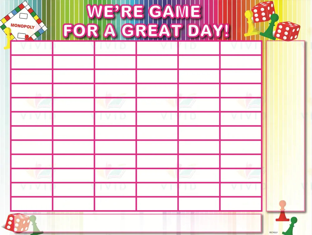 VECH227 Game Grids with Colorful Border - 18x24’’ - Learning Charts English