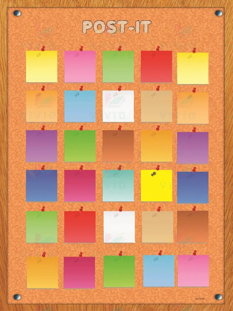VECH228 Post It Note Cork Board Poster - 18x24’’ - Learning Charts English