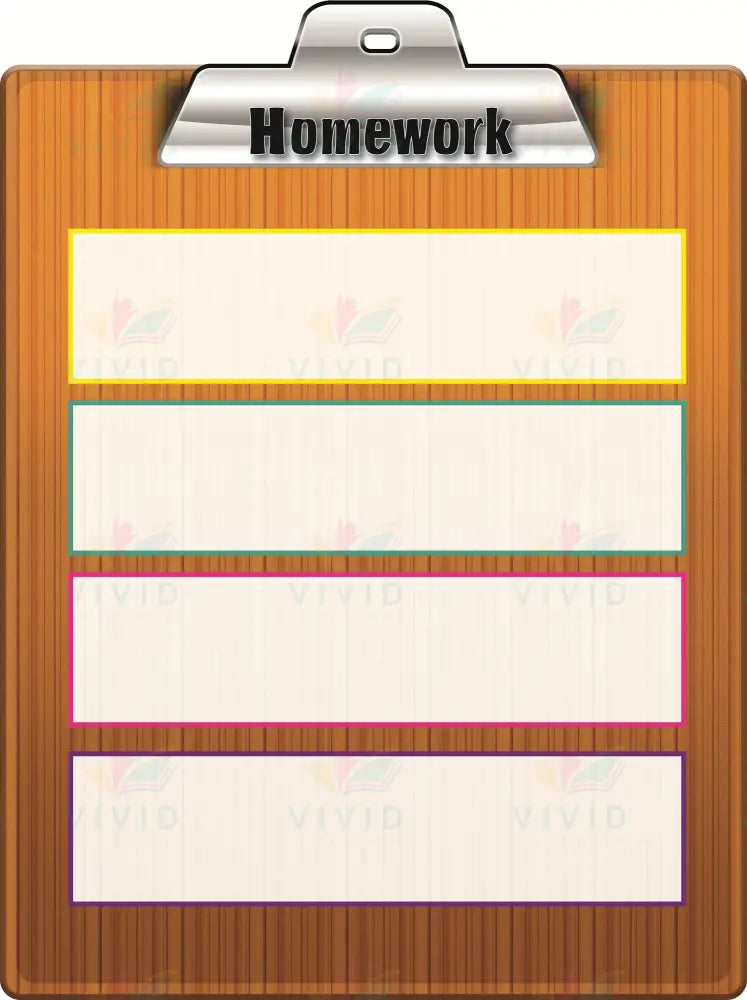 VEL155 Homework with blank boxes on a clip board - 18x24’’ - Learning Charts English