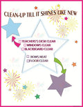 VEL3302 Cleanup Checklist Poster Wit Stars - 18x24’’ - Learning Charts English