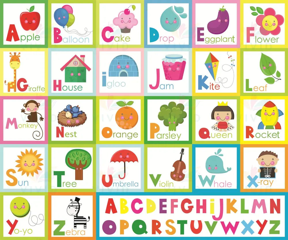 VEL3309 ABC poster with Pictures - 24x20’’ - Learning Charts English