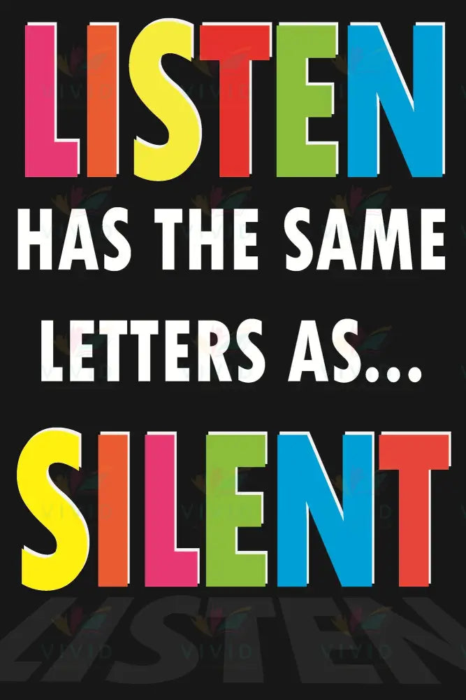 VEP152 Listen Silent Poster - 12x18 - Inspirational Quotes English