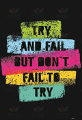 VEP200 Try and fail…poster - 12x18 - Inspirational Quotes English