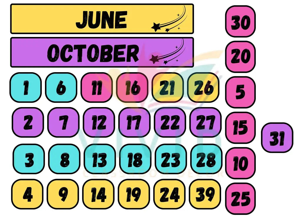 VES013 Month Days Card English - 2.5’’ - Calendars