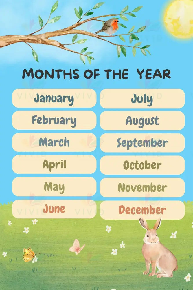 VES014 Month Poster Colorful - 18x24 - Calendars