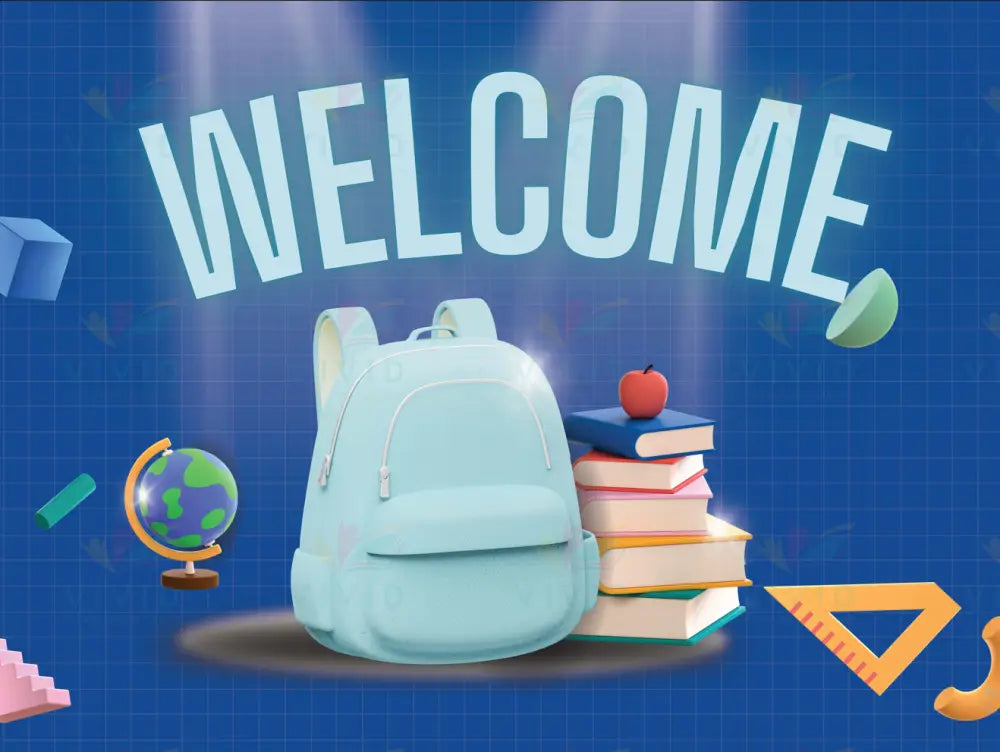 VEW006 ENGLISH WELCOME BLUE BACKPACK - 18x24’’ - Welcome Signs English