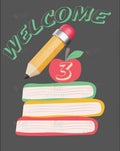 VEW015 ENGLISH WELCOME COLORED BOOKS STACKED - 18x24’’ / Pre Nursery - Welcome Signs English