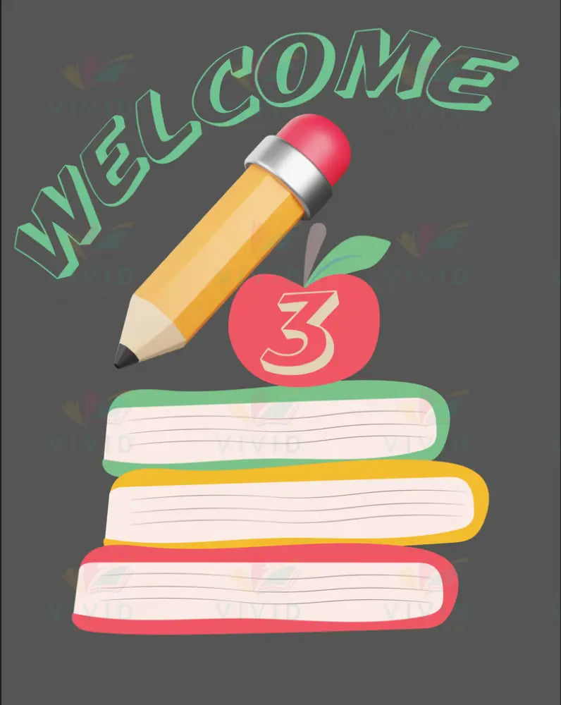 VEW015 ENGLISH WELCOME COLORED BOOKS STACKED - 18x24’’ / Pre Nursery - Welcome Signs English