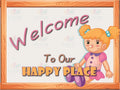 VEW124 WELCOME TO OUR HAPPY PLACE PLAYGROUP - 12x18 - Welcome Signs Yiddish