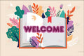 VEW301A BOOK LEAF WELCOME - 18x24’’ - Welcome Signs English