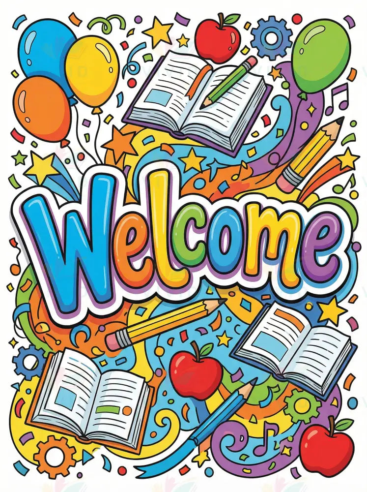 VEW9003 HAPPY CRAYON WELCOME - 18x24’’ / Pre Nursery - Welcome Signs English