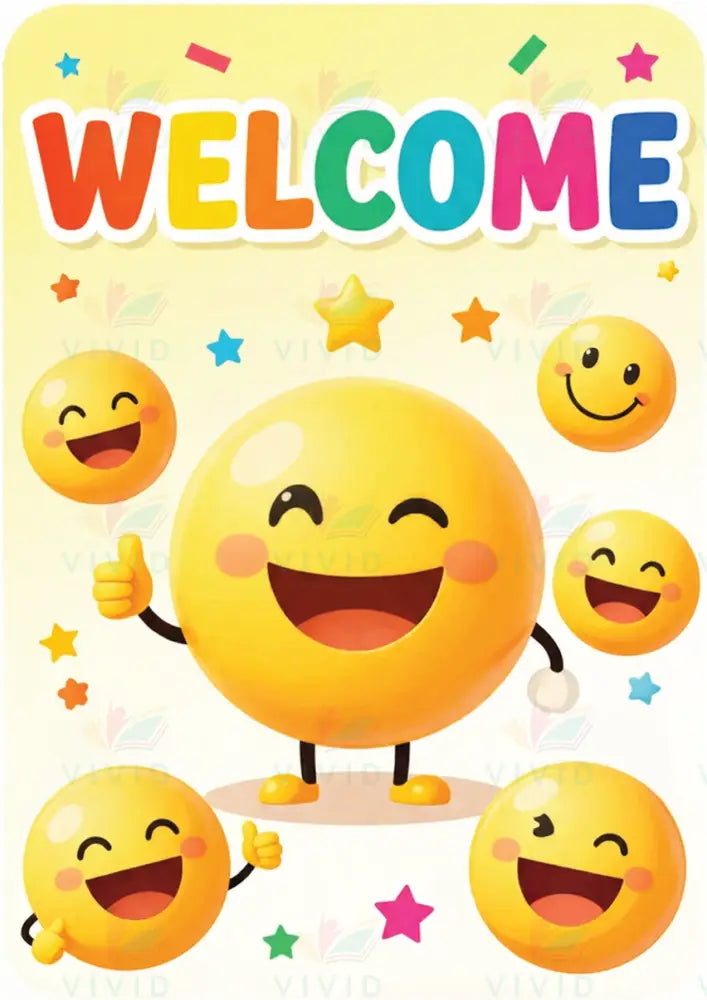 VEW9006 EMOJI WELCOME - 18x24’’ - Welcome Signs English