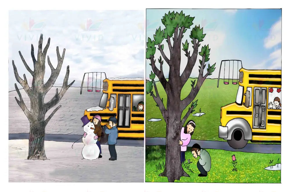 VS1830 WEATHER WINDOW WITH 4 SEASON PICTURES - 24x36 window 8.5x11 scenes - Learning Charts Yiddish