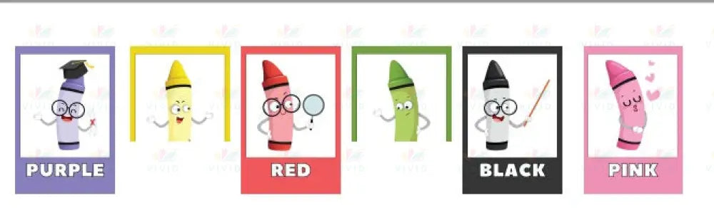 VYL034 HAPPY CRAYON COLOR CARDS - 8.5x11 - Learning Charts English