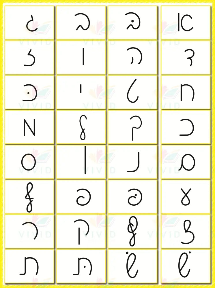 VYL230 YIDDISH FONT ALEPH BAIS POSTER - 12x18 - Learning Charts Yiddish