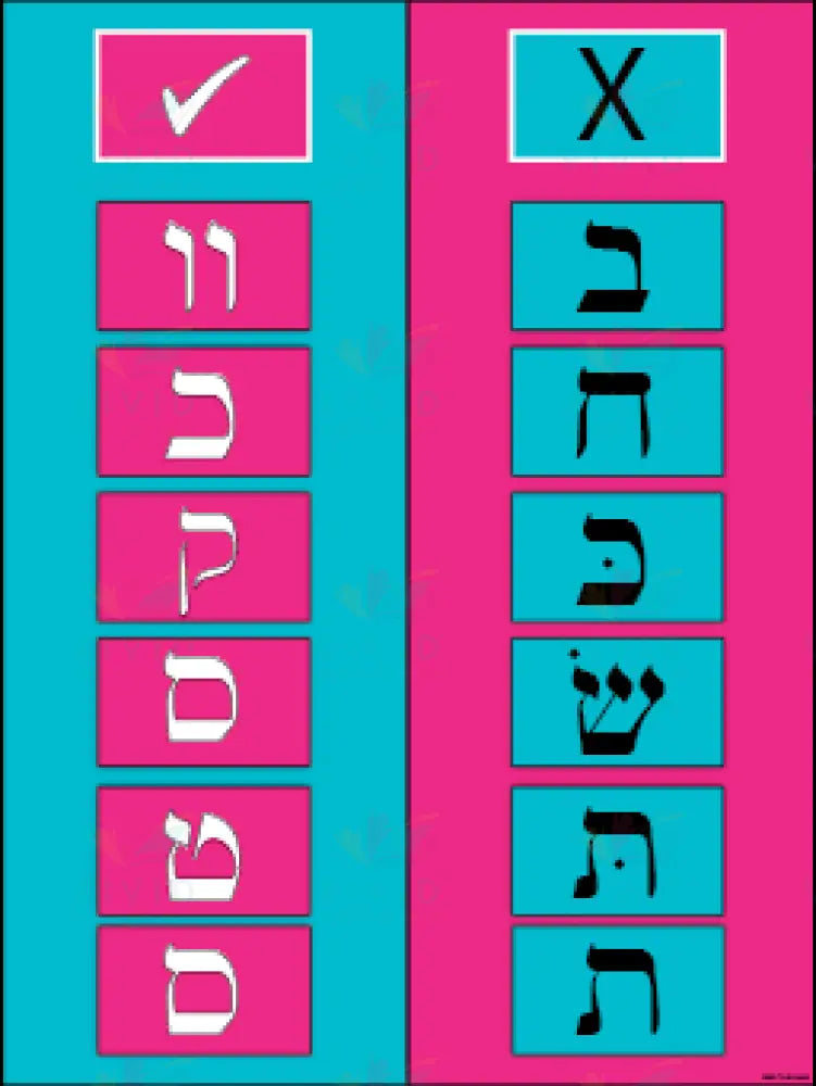 VYL3704C YIDDISH LANGUAGE ALEPHBEIS CHECKLIST POSTER - 18x24’’ - Learning Charts Yiddish