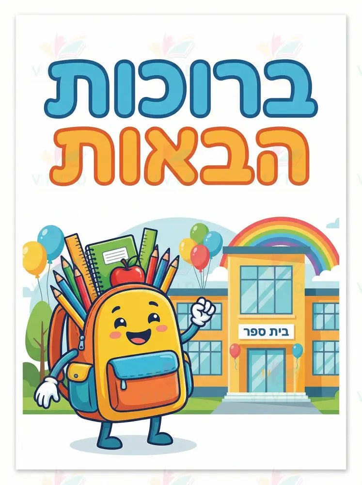 VYW9009 BACKPACK SCHOOL WELCOME - 12x18 - Welcome Signs Yiddish
